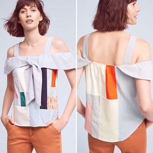Anthropologie Patchwork Off the Shoulder Top